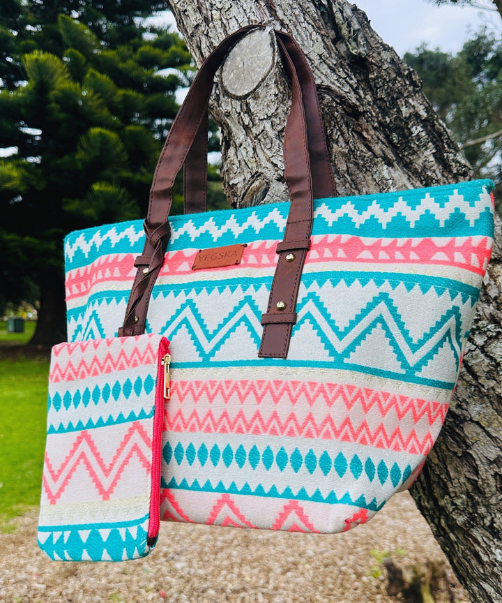 Women Multicolor Tote Bag With Coin Pouch - Bagpac